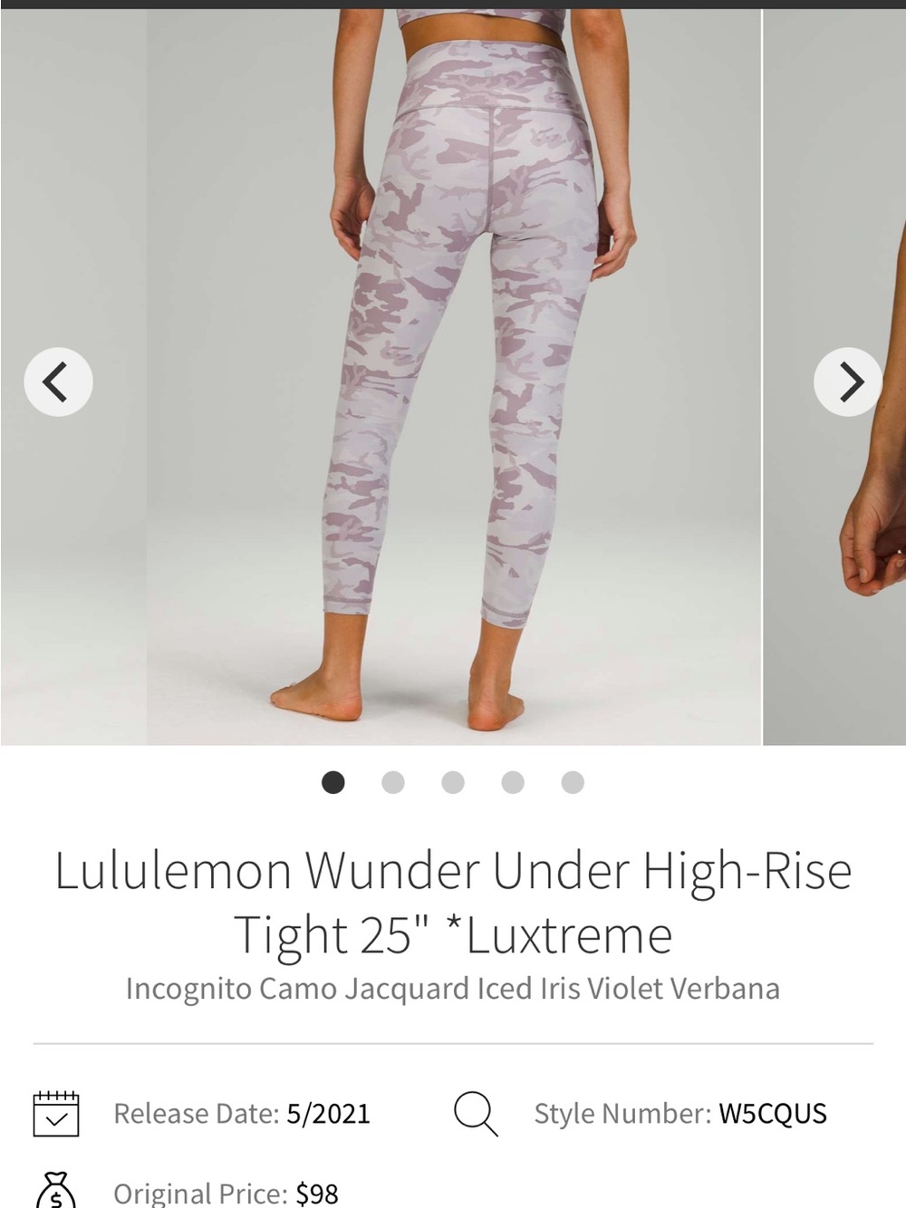 lululemon athletica Light Lavender Camo Leggings